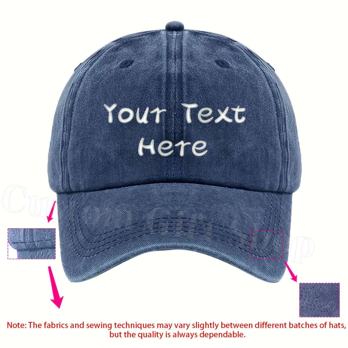A Washable Fabric Baseball Cap With A Chalk-Style Font That Allows