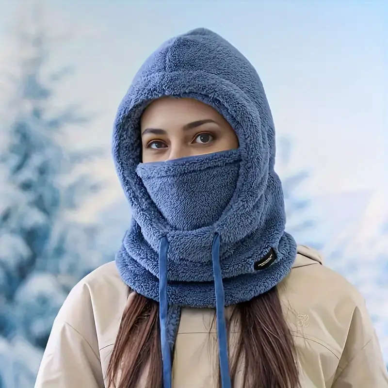 1 Piece Women's Winter Wool Hooded Scarf