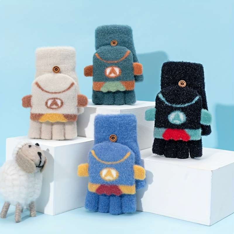 1 Pair Blue Warm Gloves