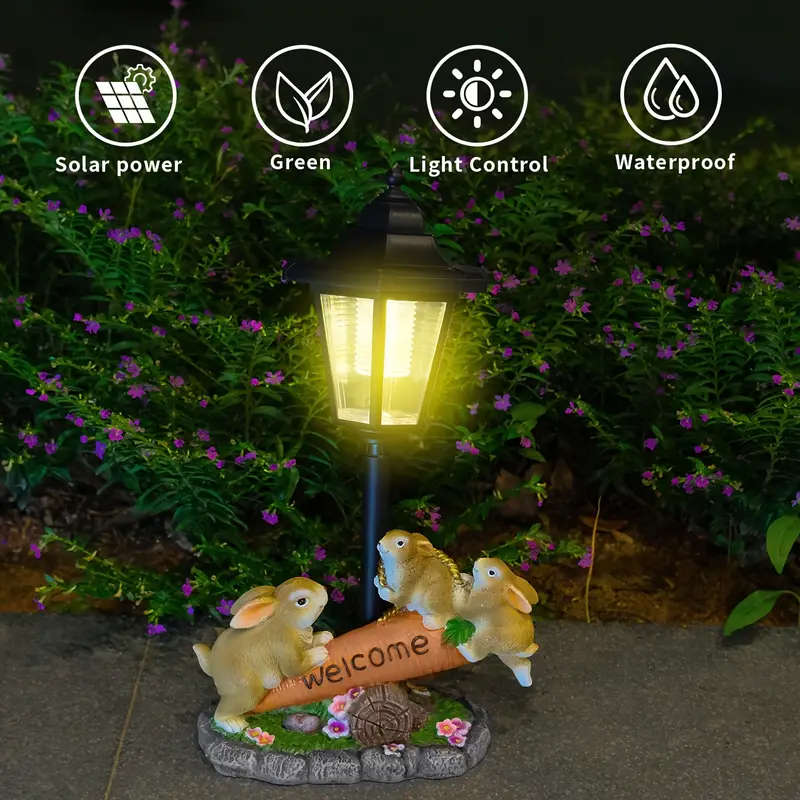 1 x Solar Rabbit and Carrot Garden Light