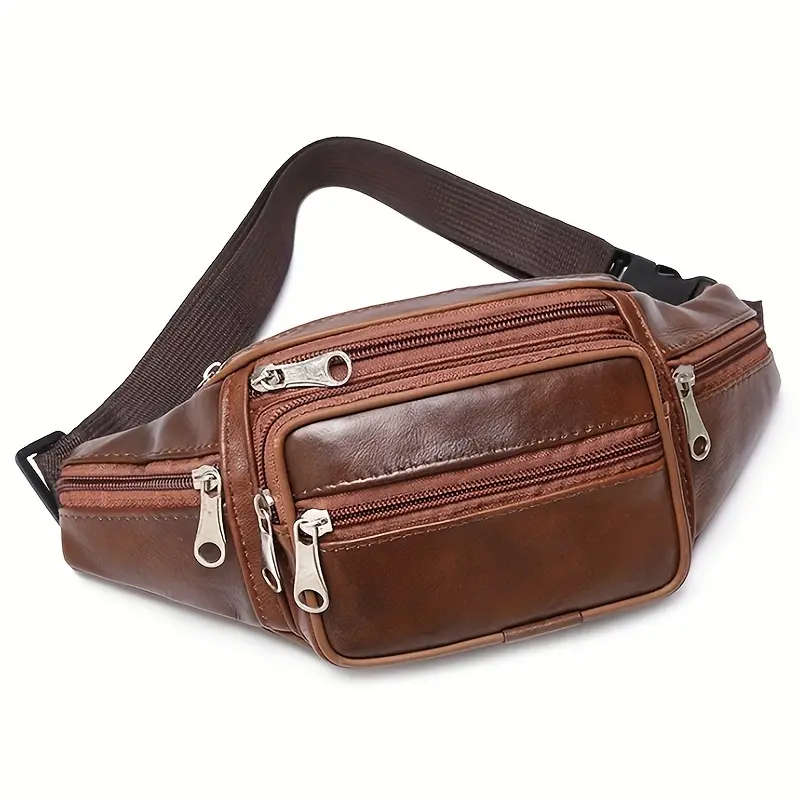 Genuine Leather Crossbody Bag, Brown