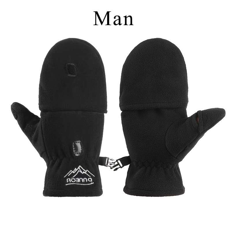 1 Pair Men Gray Warm Gloves