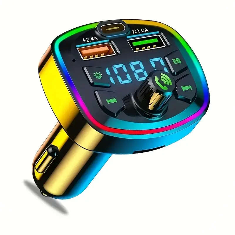 Car FM Transmitter Bluetooth Mp3 Player Car Charger with USB Port and TF Card Slot