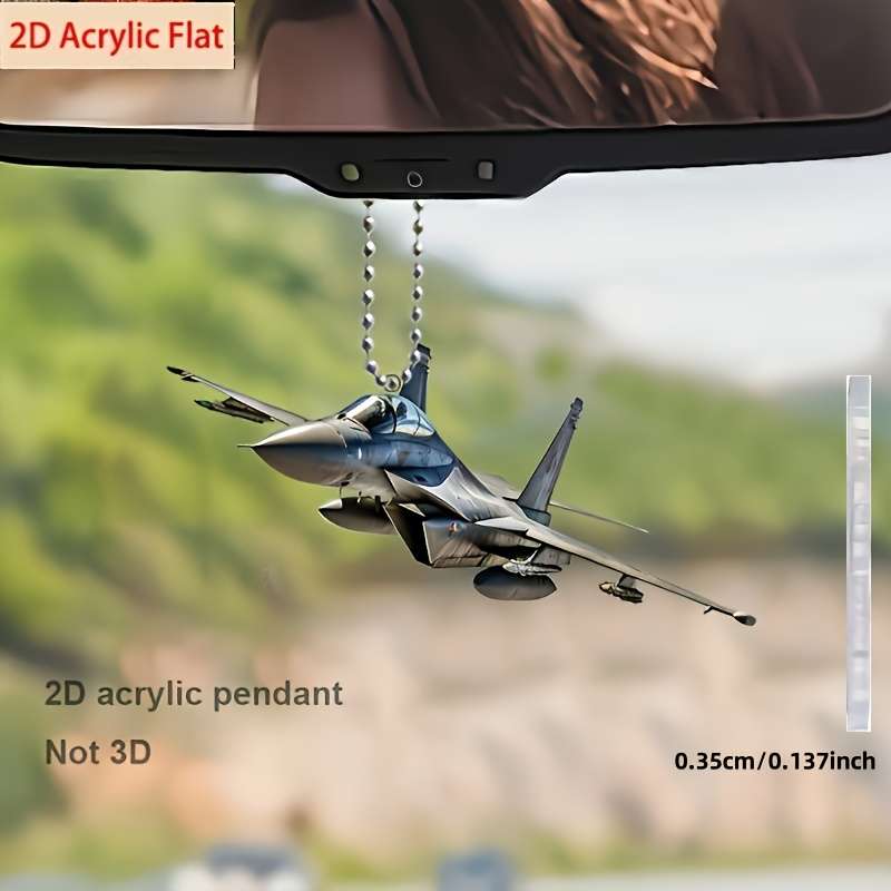 2D Flat S Plane Acrylic Military Aircraft Pendant Fighter Jet Charm For Car M