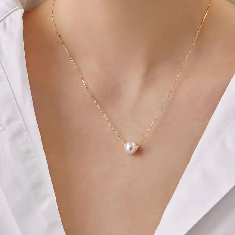 Golden-Tone Faux Pearl Pendant Necklace for Women