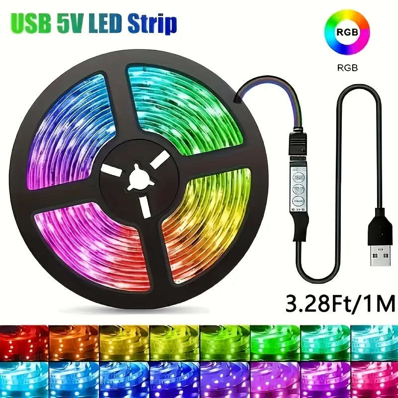 1M RGB LED Strip Lights with USB Power