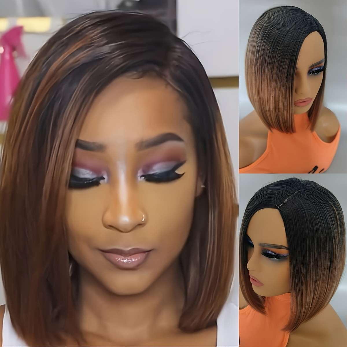 1Pc Black 30.48cm Fashion Design Wig