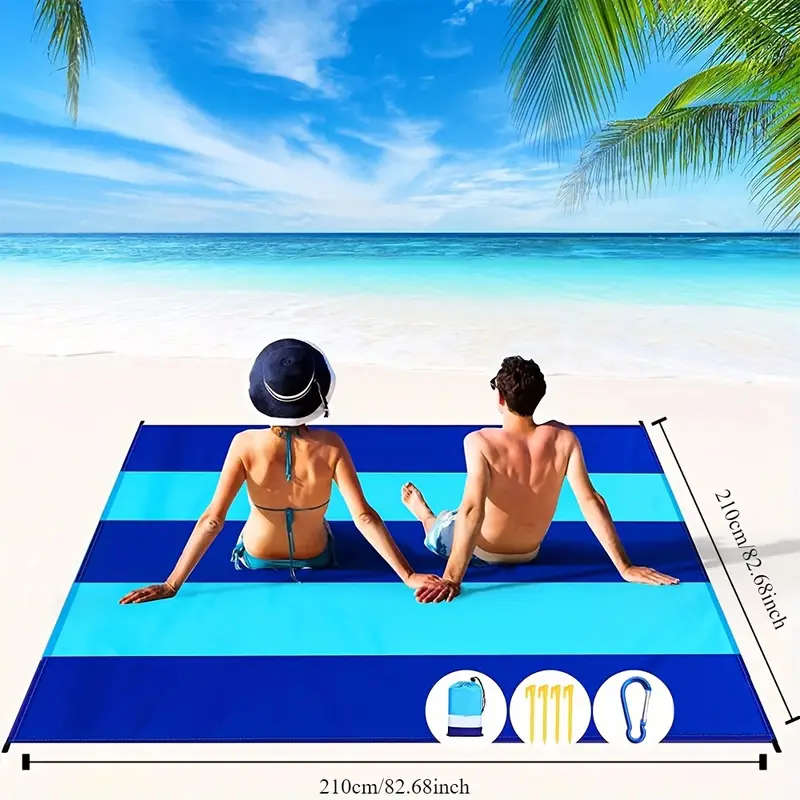 Pocket Picnic Mat Size 210X210Cm Portable Foldable Waterproof Moisture-Proof Mat Polyester Plaid