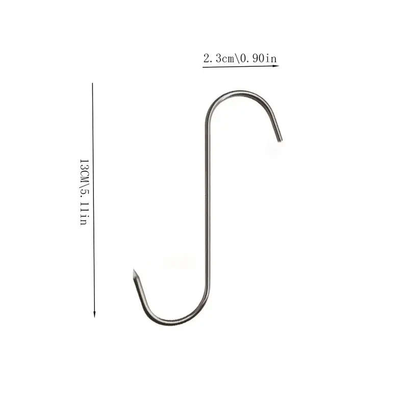 13pcs Stainless Steel S-Hooks for Bacon Sausages Roasted Duck Durable Metal Pointed Hooks for Kitche