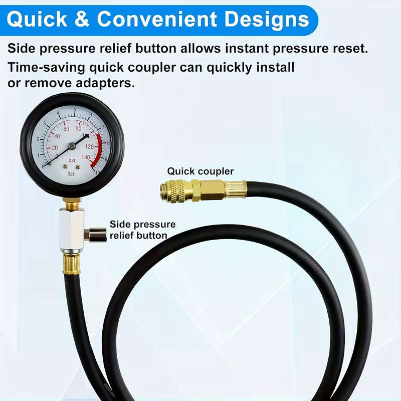 Professional Oil Pressure Gauge Tool for Engine Diagnostic Test with Hose Adapters