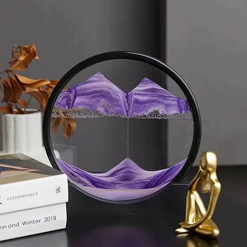 1pc 5D Glass Decoration Relief Sand Timer No Electricity Required Creative Art Gift For Home Office