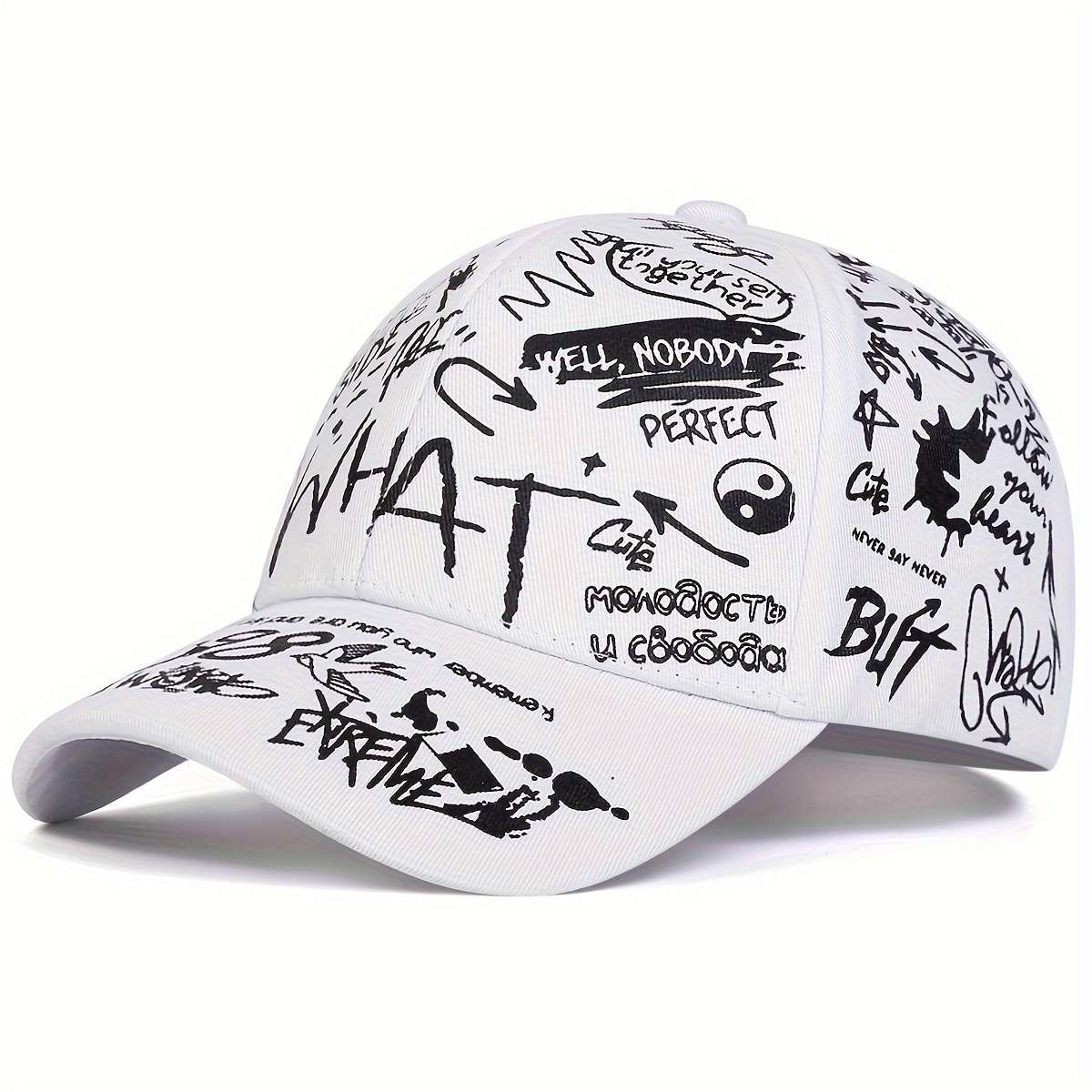 Ladies WHAT Graffiti Baseball Cap Adjustable Sun-Protective and Perfect