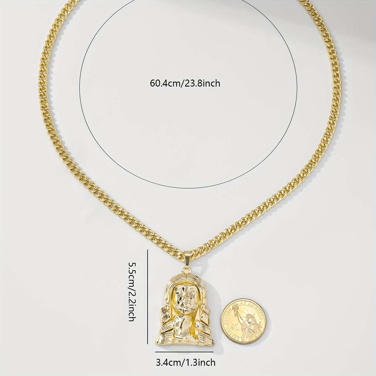 1 Piece Golden Yellow Jesus Theme Pendant