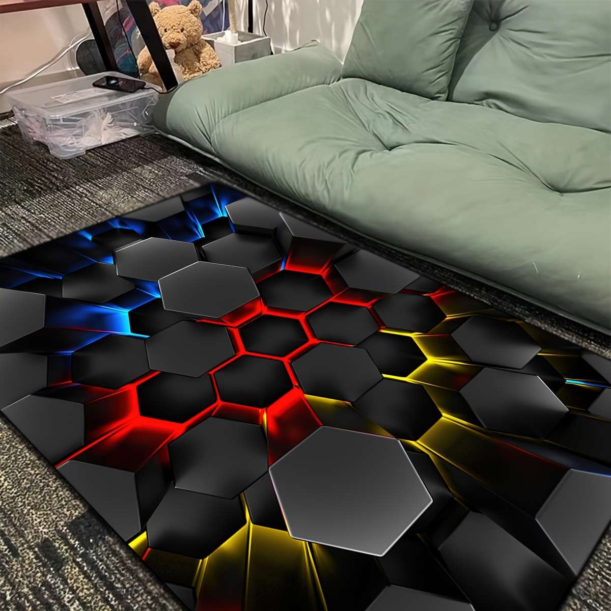 1Pc 100x150cm 39.3x59inch Hexagon Floor Mat