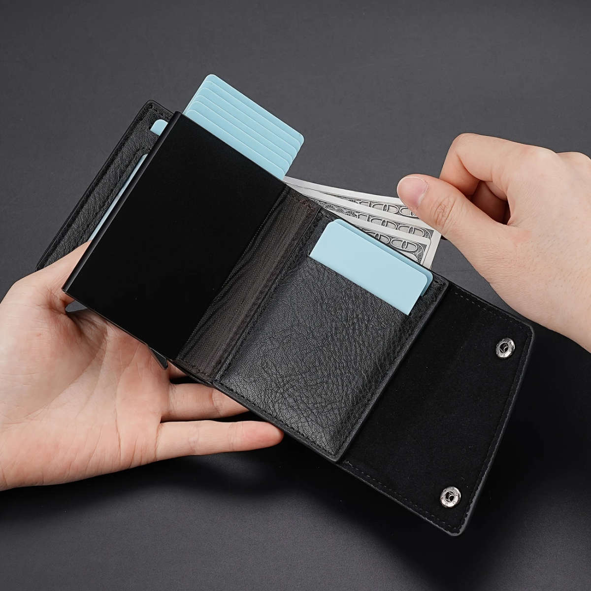 New Double Buckle Short Credit Card Holder
