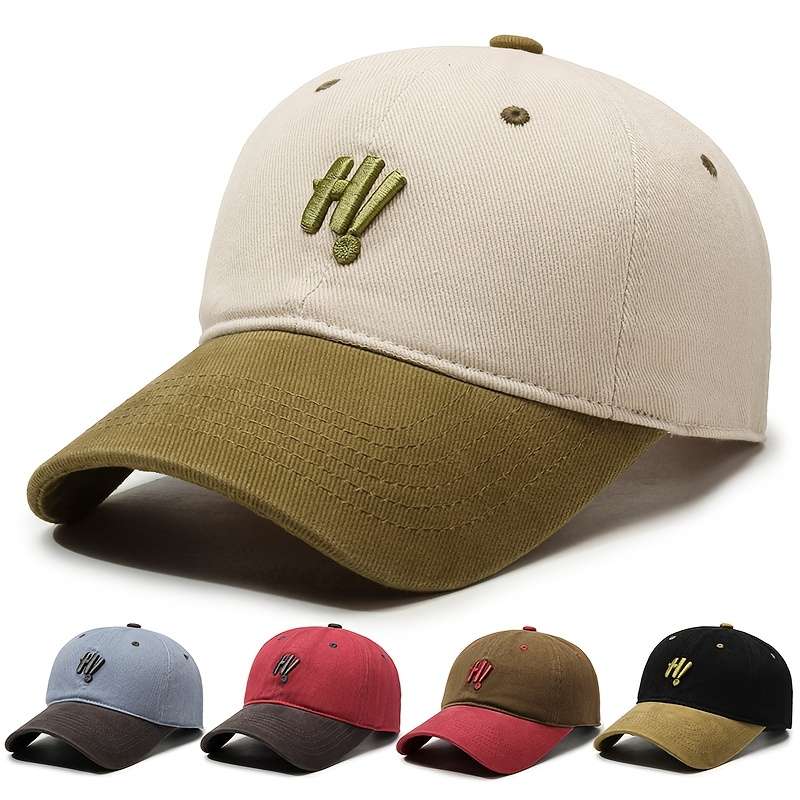 1pc Everyday Practicality Adjustable Two-Tone Baseball Cap with Embroidered Logo Lightweight Su