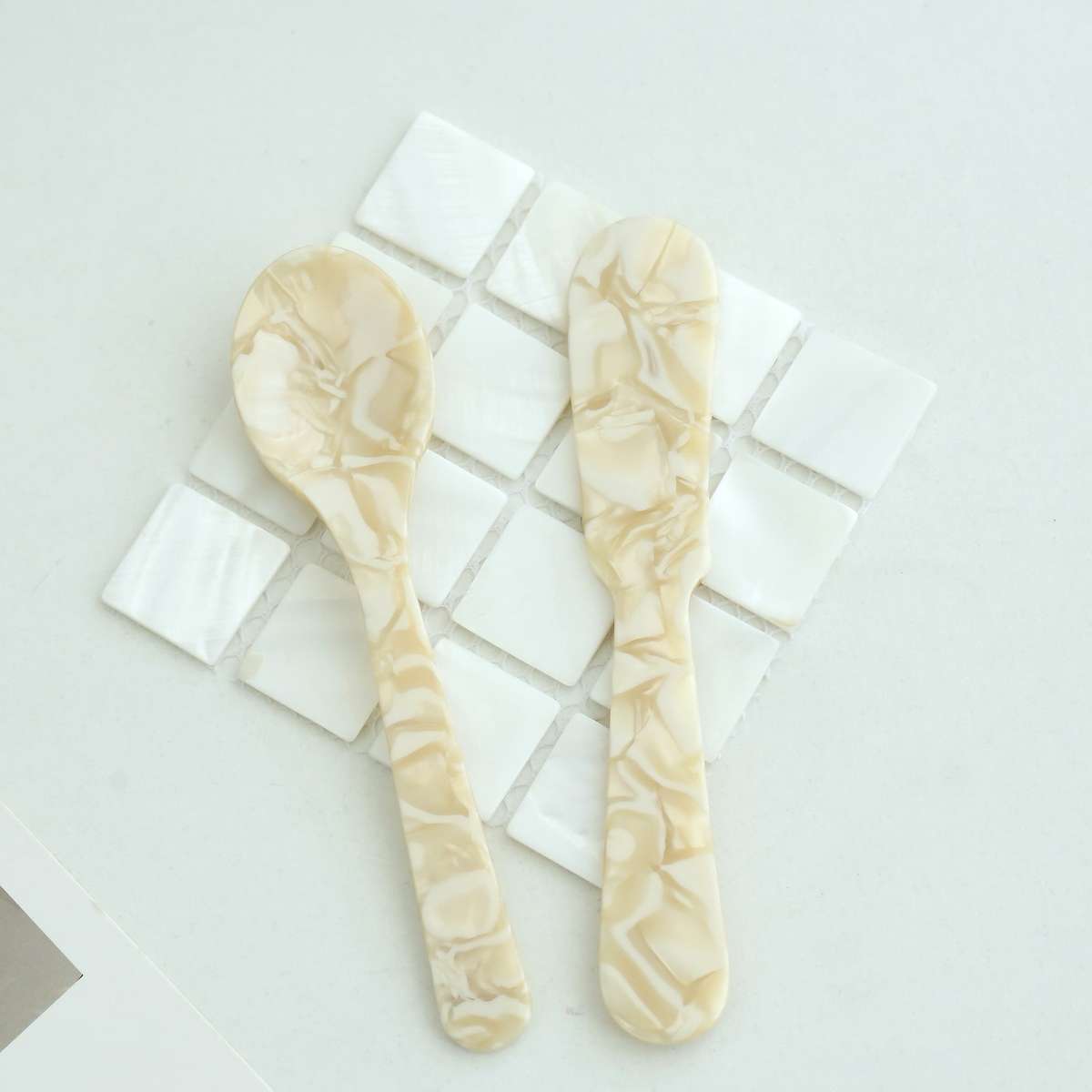 2pcs Acrylic Spoon and Butter Knife Set Shatter Resistant PMMA Kitchenware Light Purple Ivory