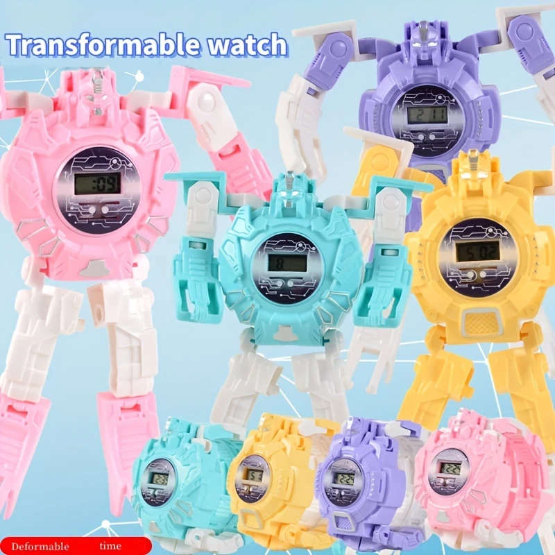 1pc Transforming Cartoon Electronic Watch Toy Battery-Powered Non-Rechargeable Color sent randomly