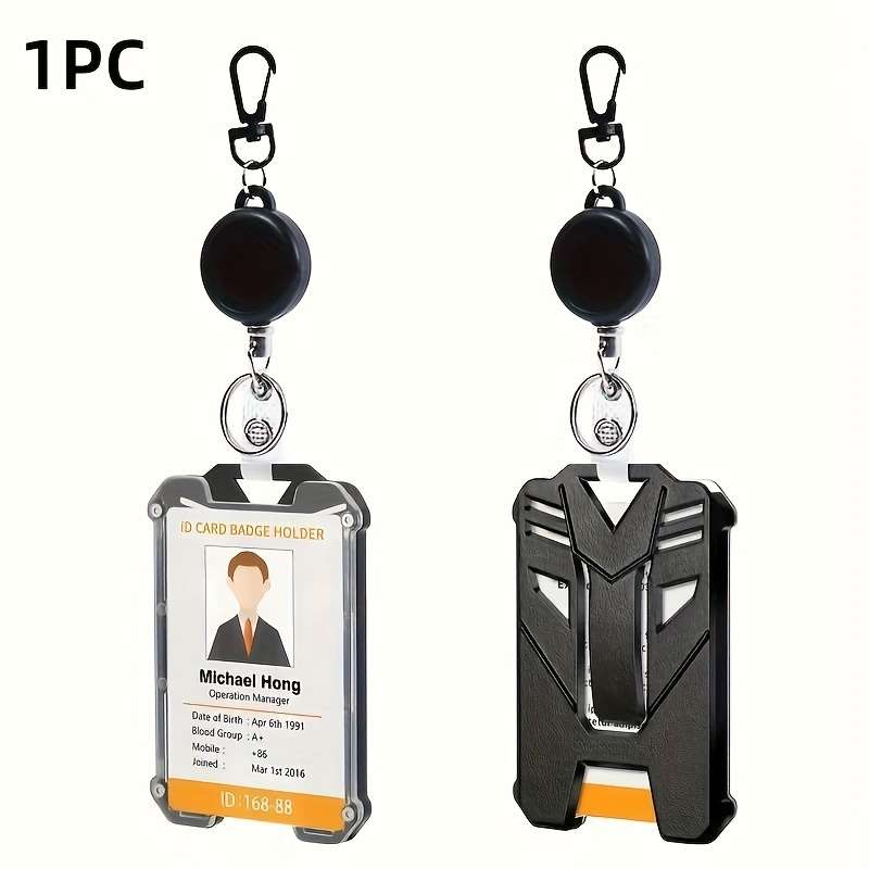 1pc Durable Plastic Extendable Work Pass Card Holder with ID Holder C Sleek Design for Office