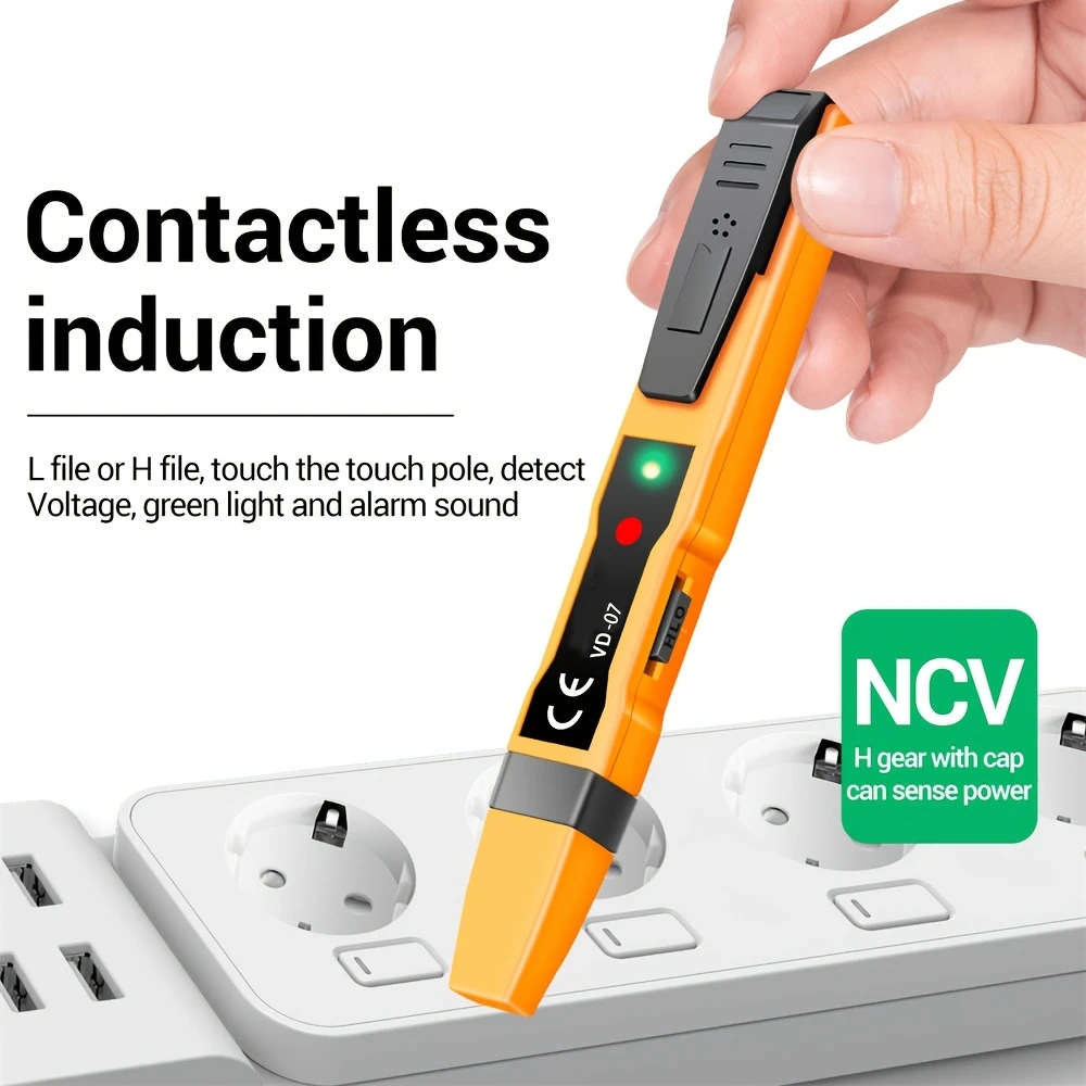 1pc Compact Non-Contact Voltage Detector Pen AC DC Induction Tester with LCD Display Sound Light