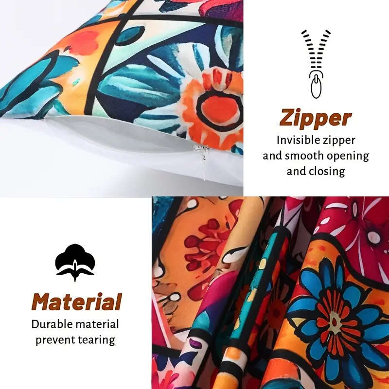 4 Piece Bohemian Peach Light Beige Pillow Covers 45.72 x 45.72 cm