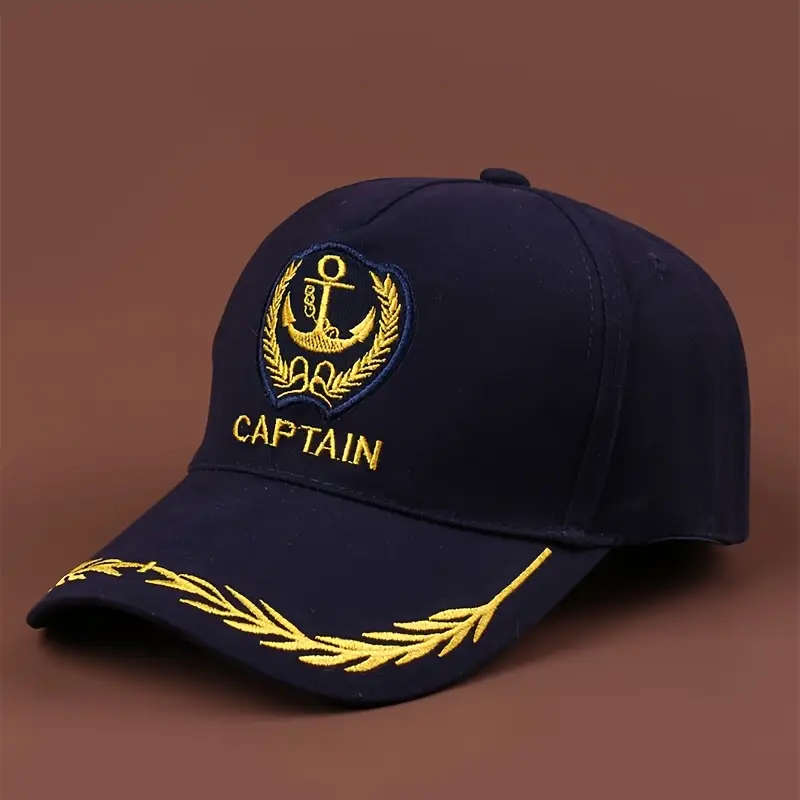 Adjustable Baseball Cap With Anchor Design Lightweight Polyester Non-Stretch Woven Ideal
