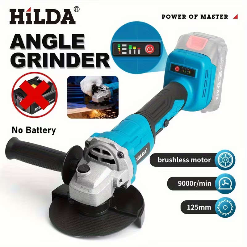 HILDA Brushless Cordless Angle Grinder with 5 Discs