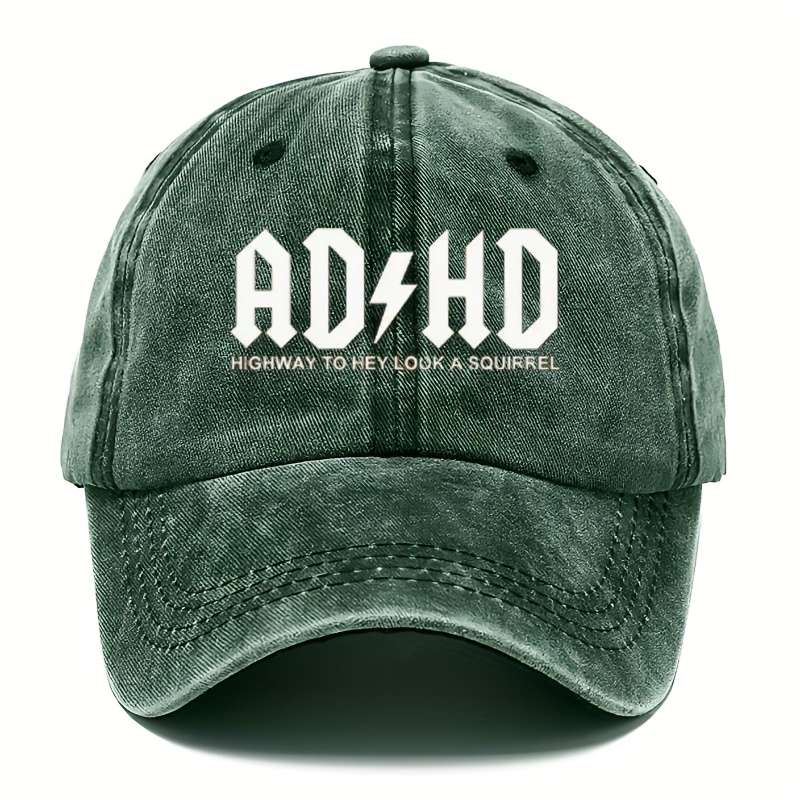 Funky Distressed Moisture-Wicking Adjustable Duckbill Hat Ad+Hd Print Cotton Baseball Cap For