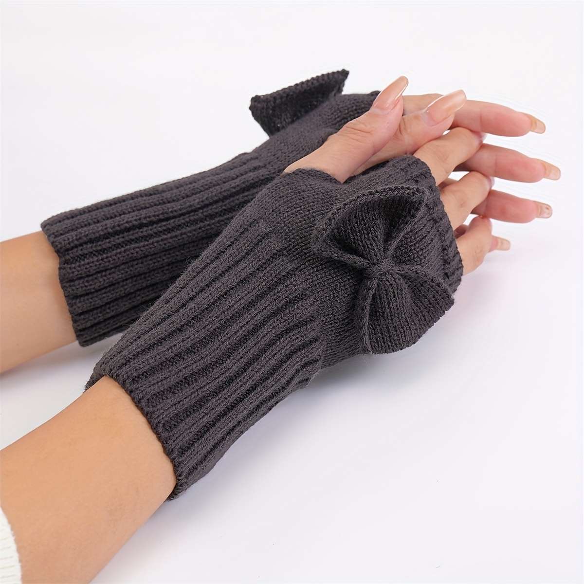 1 Pair Black Warm Gloves