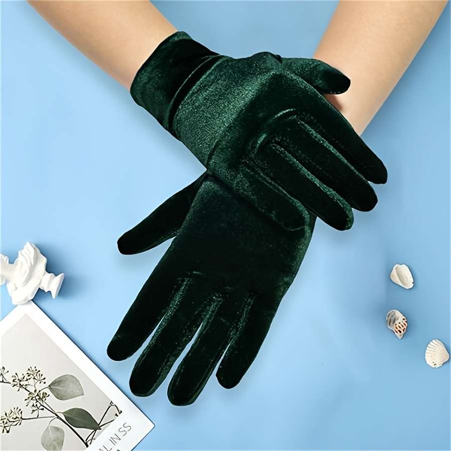 1 Pair Green Warm Gloves
