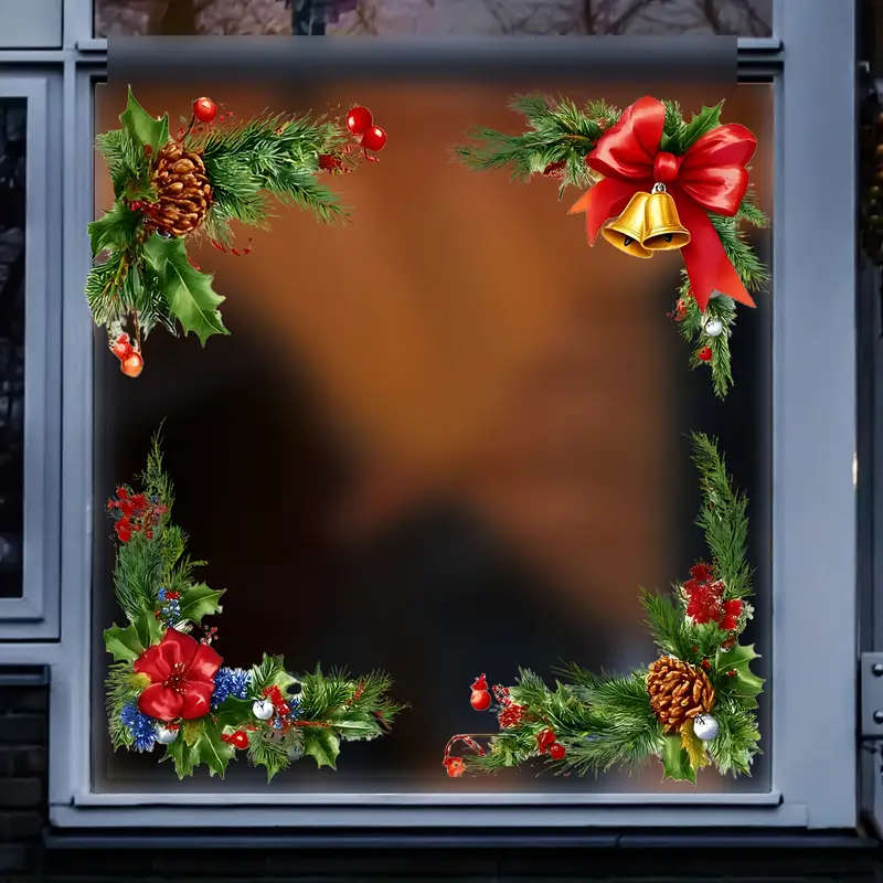 4-Piece Christmas Cane Decorative Window Stickers