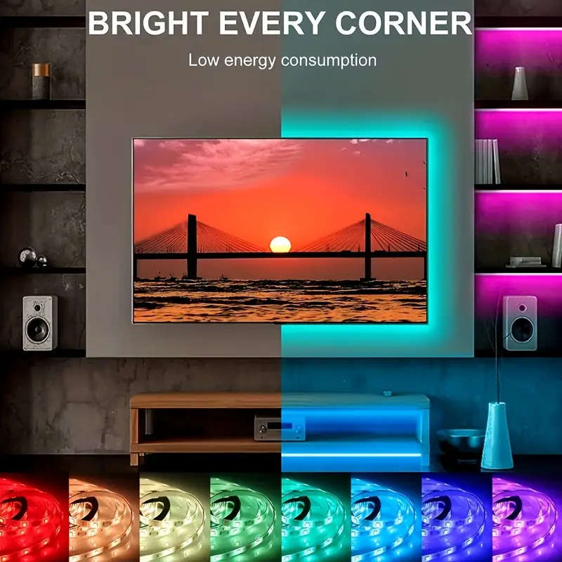 5V USB charging Rgb LED Strip Lights with 44 Keys, USB power supply EASY to INSTALL, 5 METER