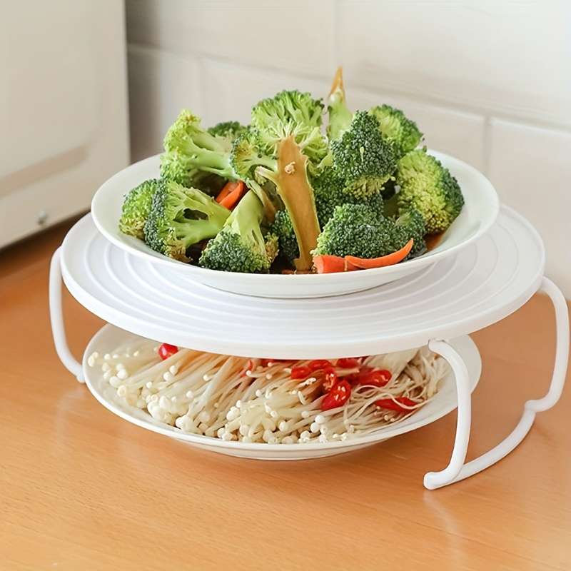 1pc Versatile Double-Layer Plastic Microwave Steaming Rack Multifunctional Heating Serving