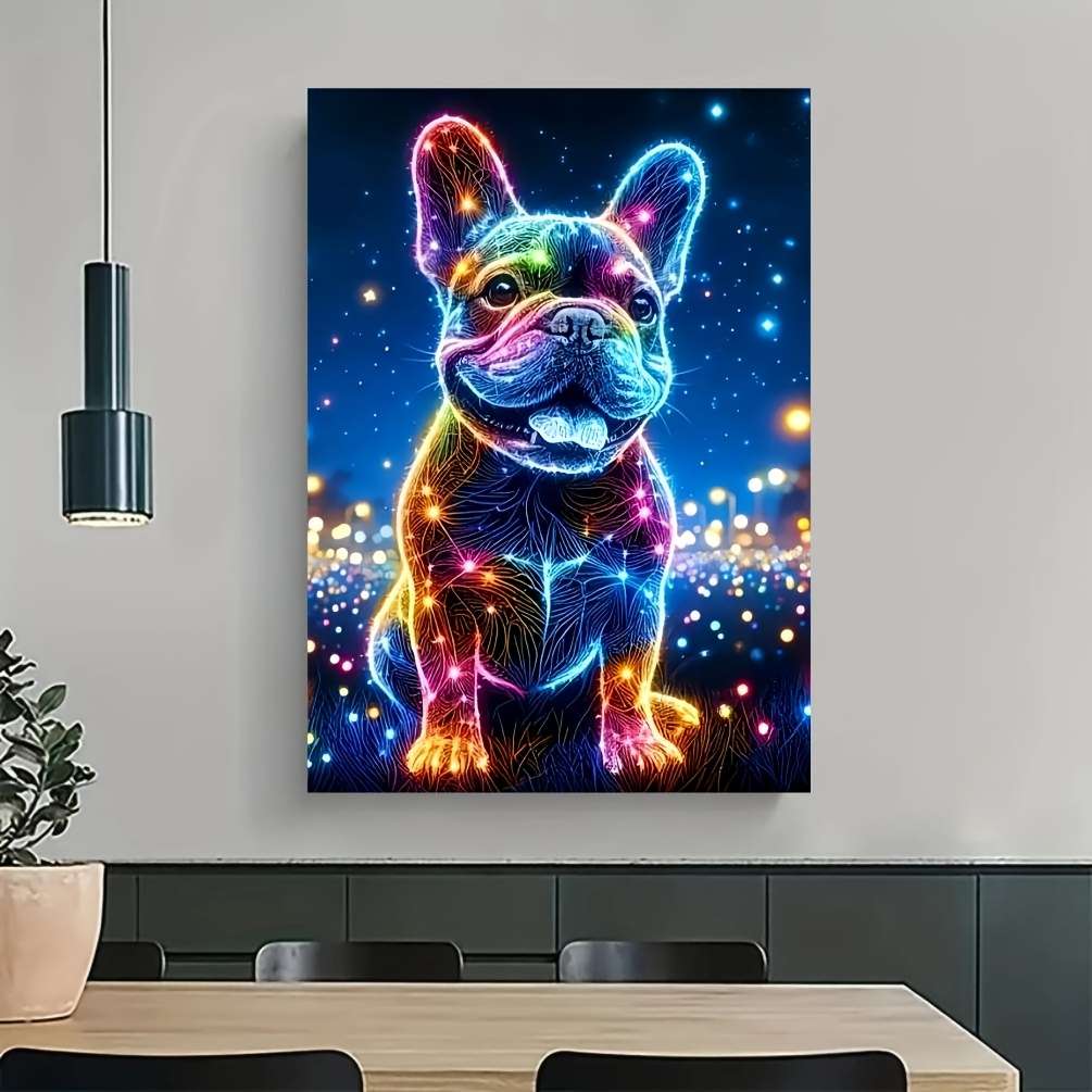 1000pcs Colorful French Bulldog DIY Jigsaw Puzzle Vibrant Neon Art Design Durable