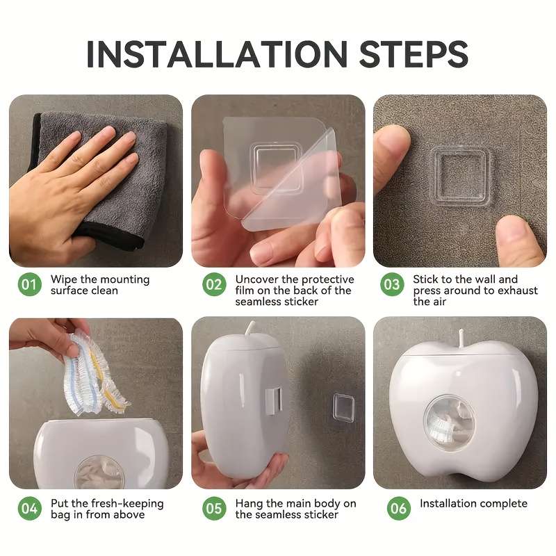 1pc Multipurpose Apple-Shaped Wall-Mounted Storage Organizer for Plastic Wrap and Food Covers