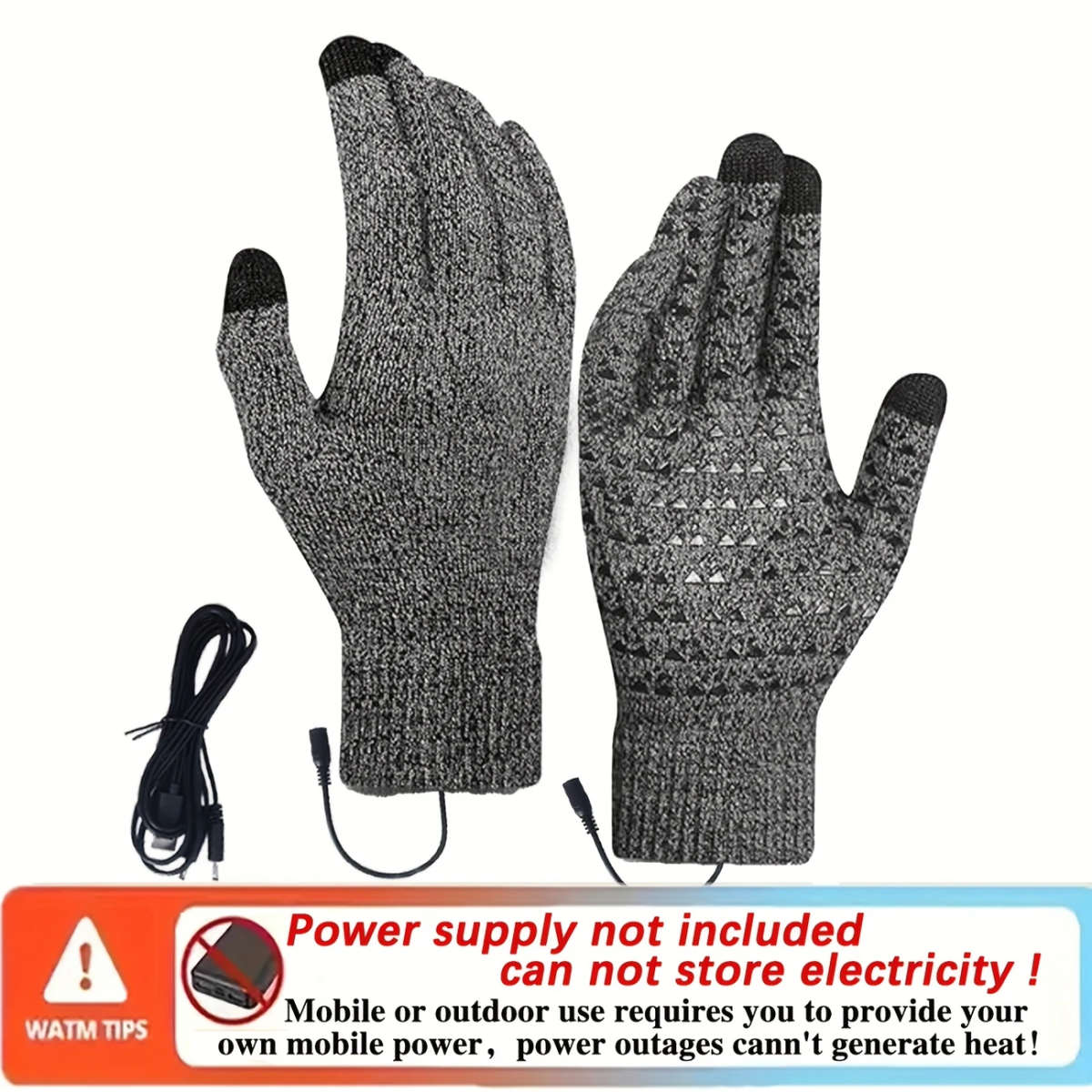 1Pair Of Usb Electric Heating Warm Gloves Heated Gloves With 3D Material For Anti Wear And Wear Resi