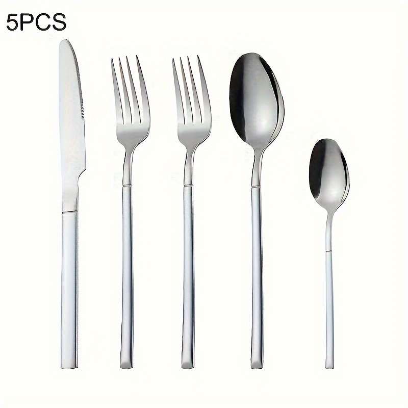 5pcs Home Kitchen And Restaurant Stainless Steel Tableware Knife Fork And Spoon Set Kitchen