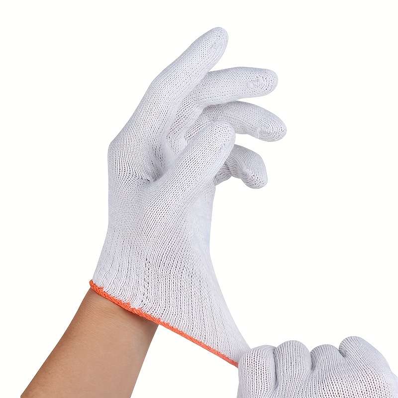 6 Pairs White Multi Purpose Work Gloves