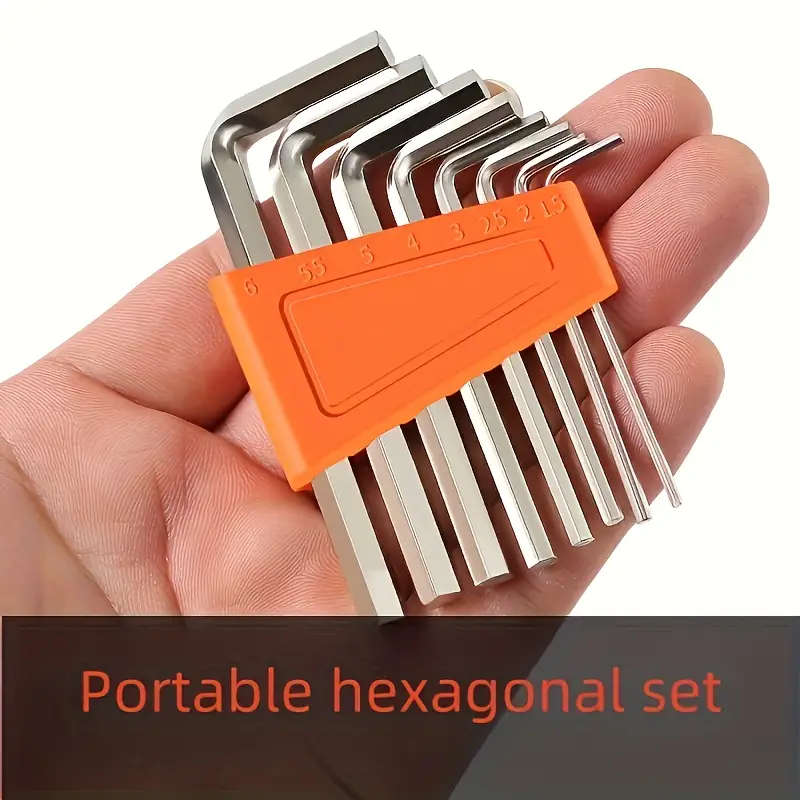 8pcs Hex Key Wrench Set Metric Imperial Sizes L-Shaped Tools for Easy Pocket Carry Perfect for Outdo