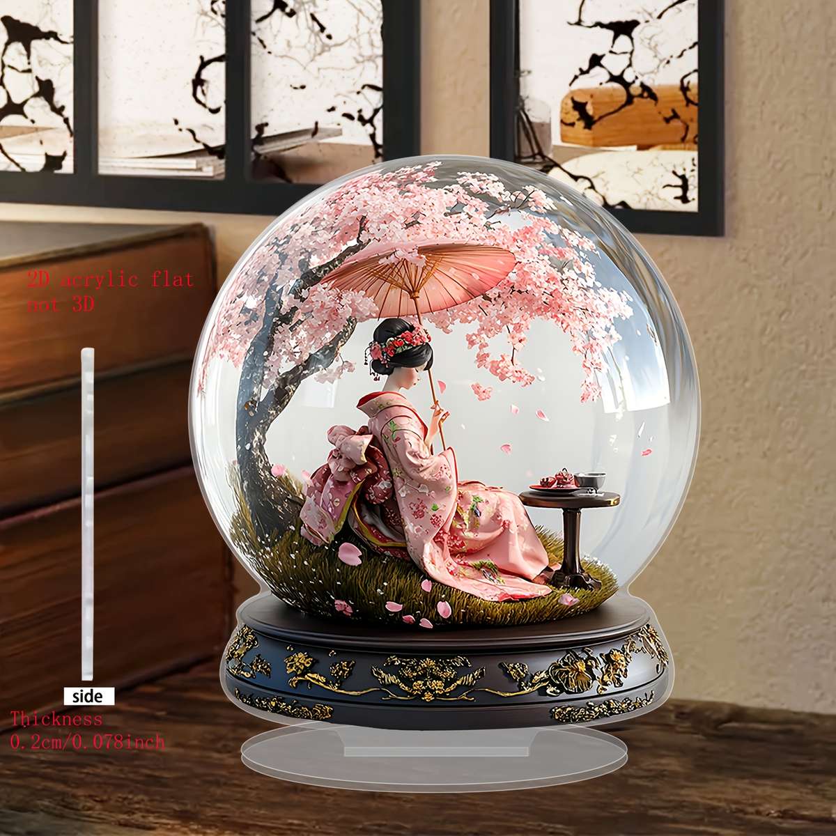 1pc 2D Flat    Charming Japanese Cherry Blossom Girl Acrylic Desktop Decoration Perfe