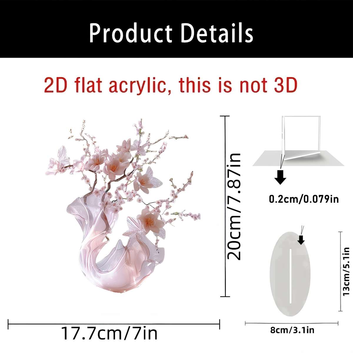 2D Flat Acrylic of Elegant Pink Cherry Blossom Acrylic Table Decoration Cherry Blossom St