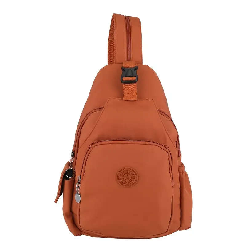 1pc Chic Large Capacity Backpack Versatile Stylish Machine Washable Solid Color in Orange Black Dura