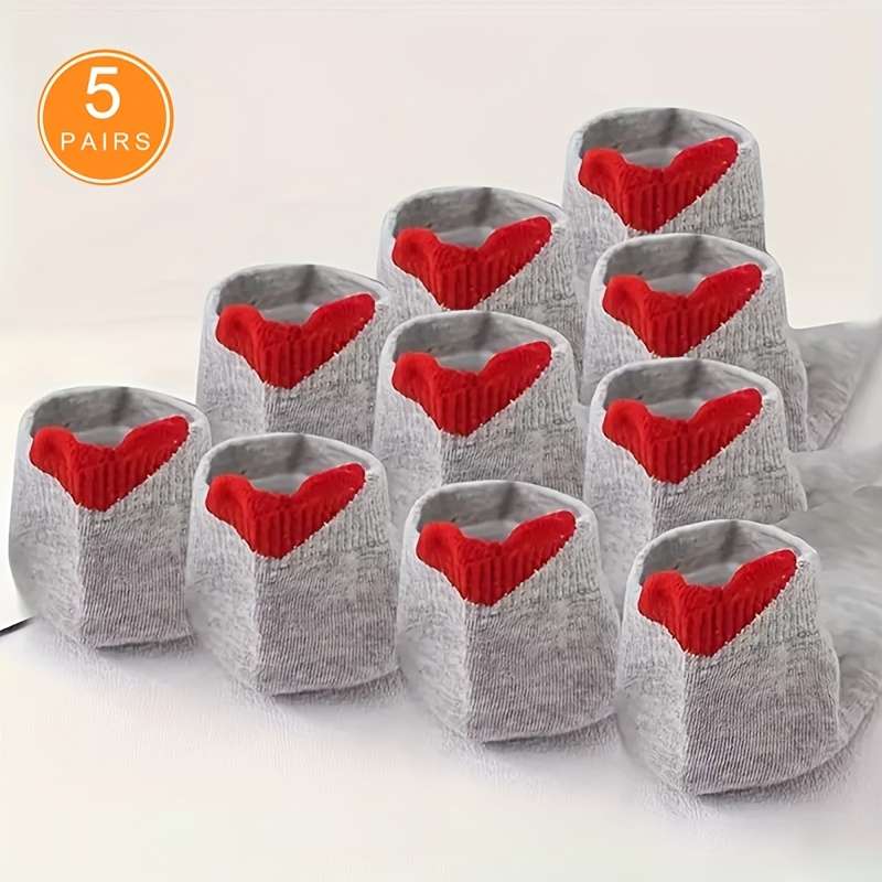 5 Pairs White Background Blue Heart One Size High Elastic Socks