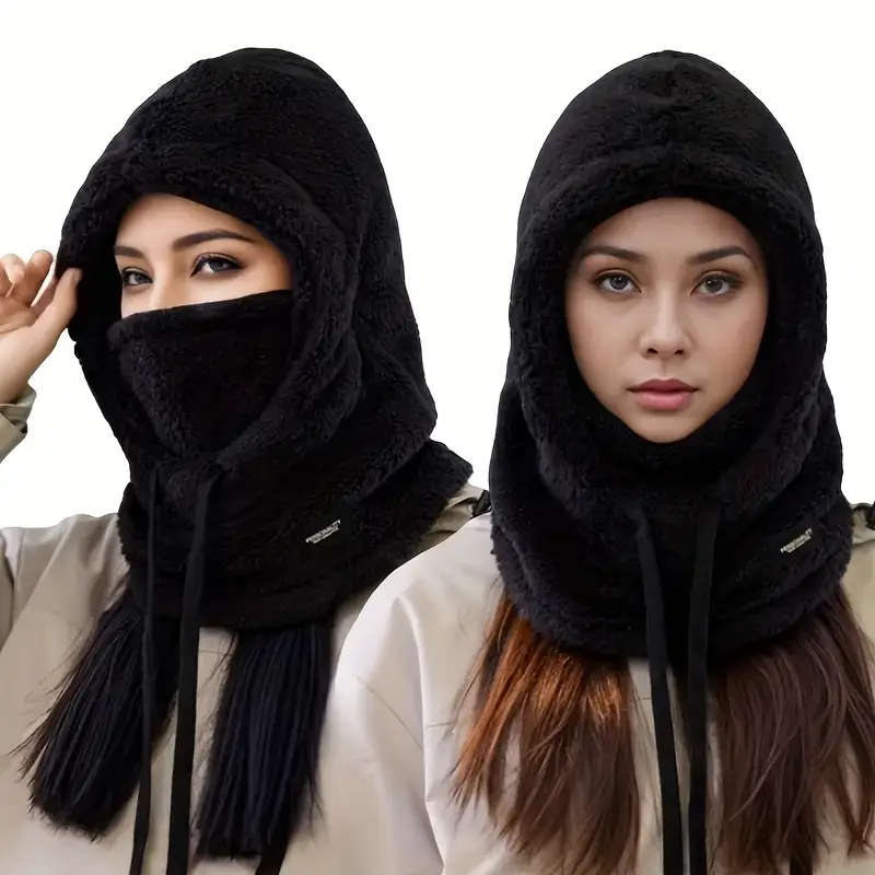 1 Piece Women's Winter Wool Hooded Scarf