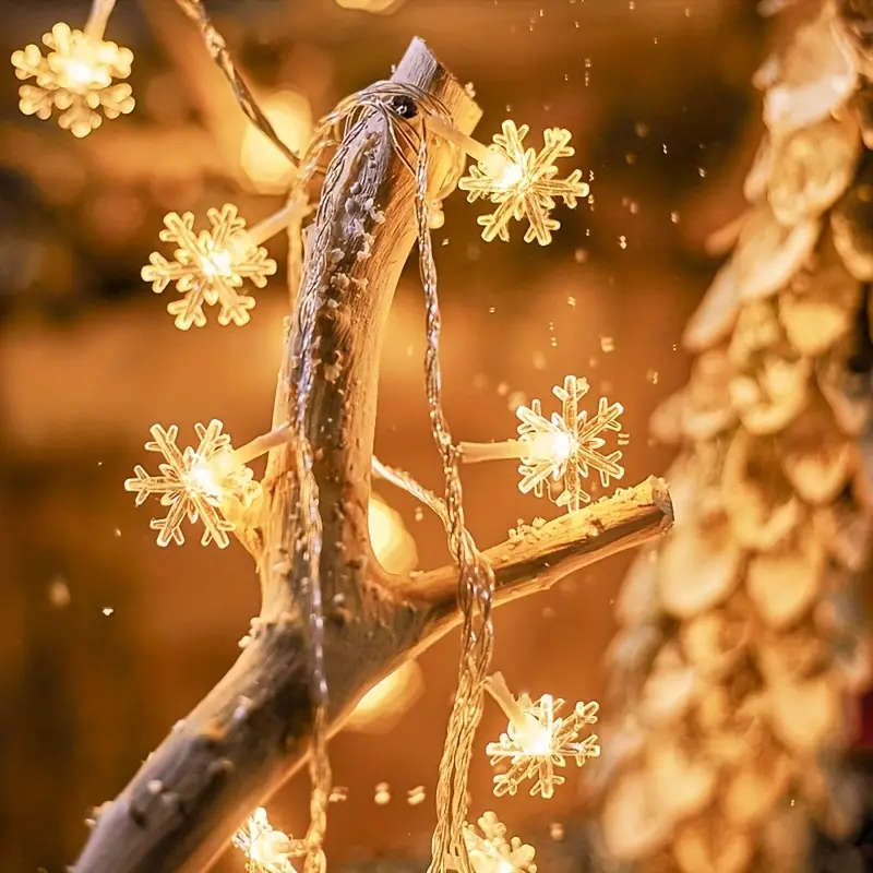 LED Snowflake Light Strings Warm Light 600cm