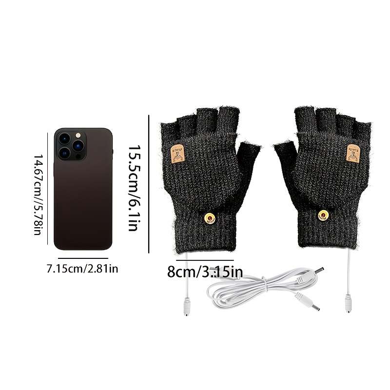 1 Pair Black Grid Warm Gloves