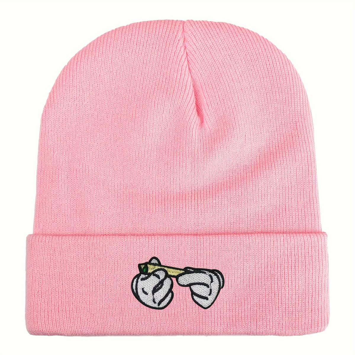 Stretchy Lightweight Embroidered Beanie Cigarette Holder Knit Skull Cap
