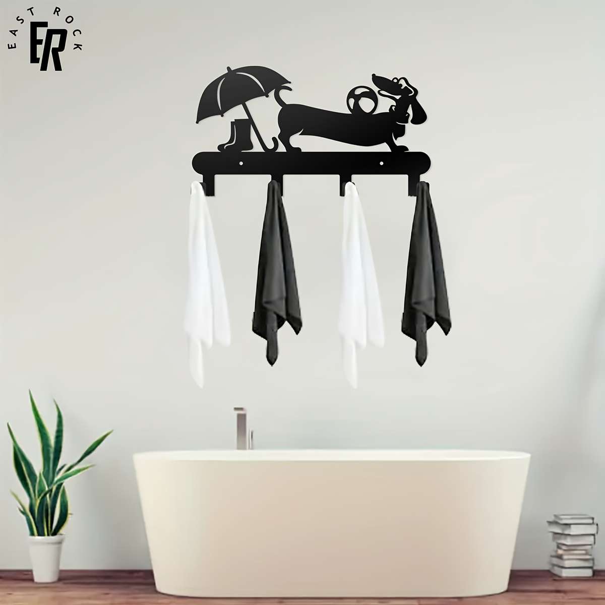 1pc Adorable Dog Umbrella  Rain Boot Wall-Mounted Key  Leash HookRust-Resistant Metal Powder