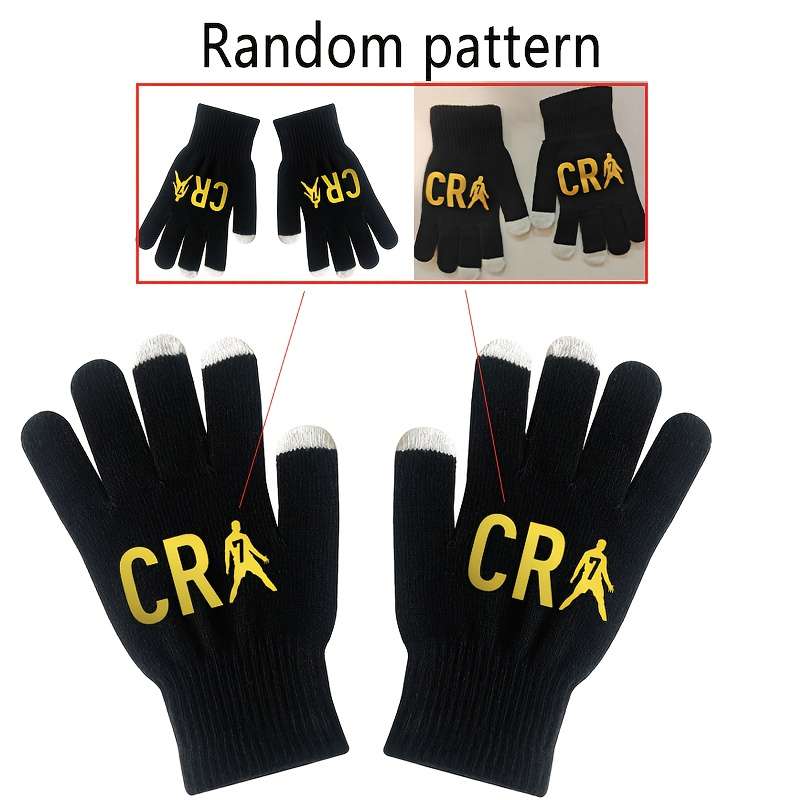 1 Pair Black Lightning Warm Gloves