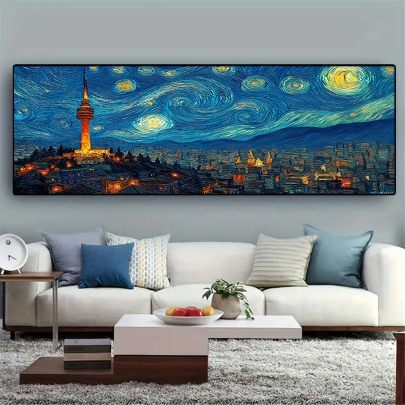 Van Gogh'S "Starry Night" Canvas Art Print - Frameless, Modern Minimalist Wall Decor